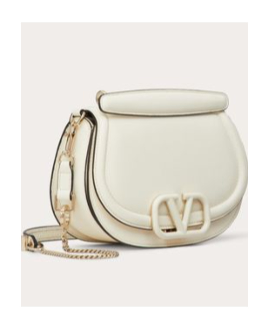 Valentino Vsling Shoulder Bag In Grainy Calfskin In White