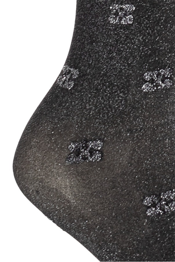Ganni Tights With Decorative Finish In Black
