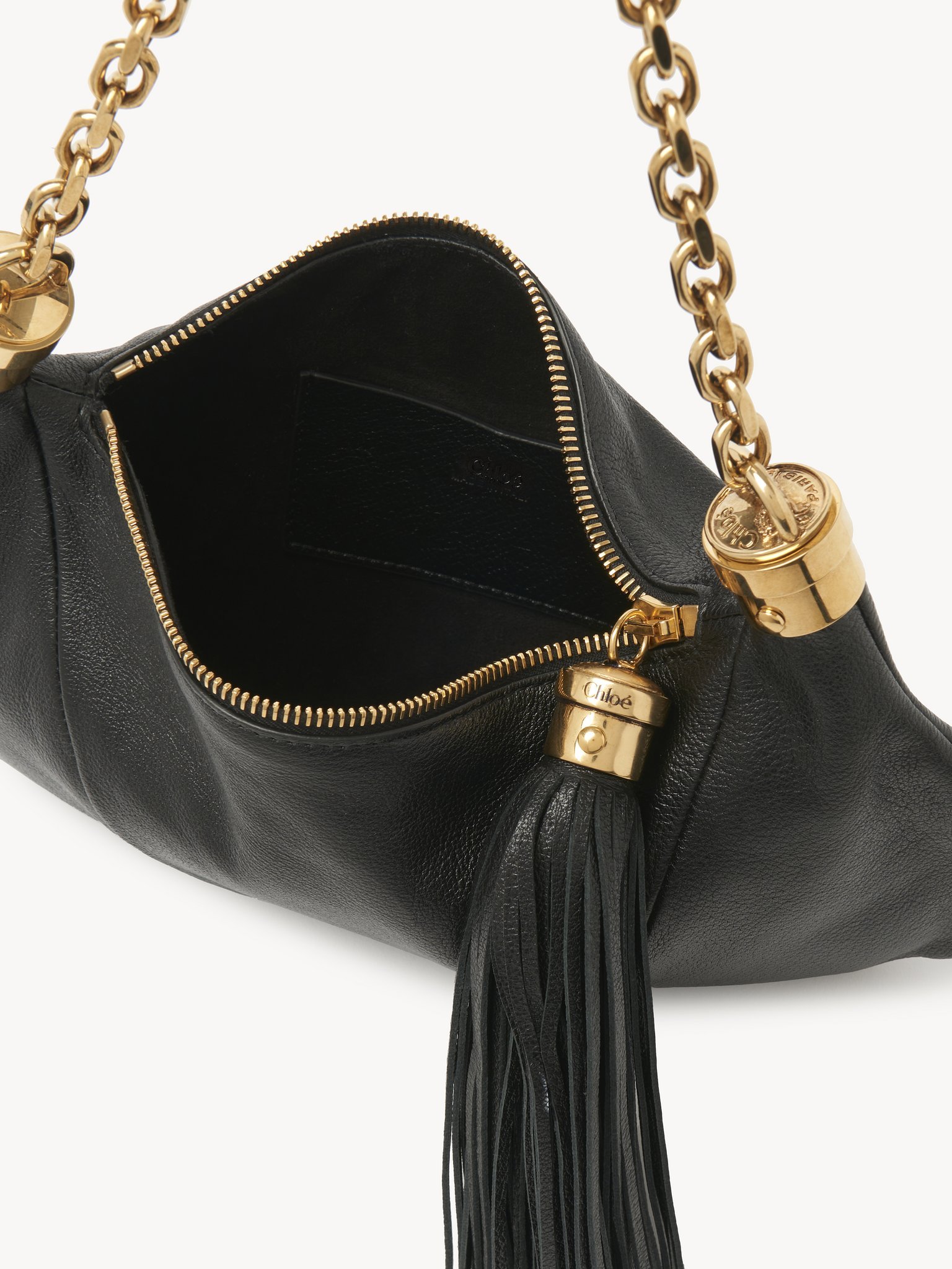 Chloé Small Foulard Tassel Shoulder Bag In Buffalo Leather In Green