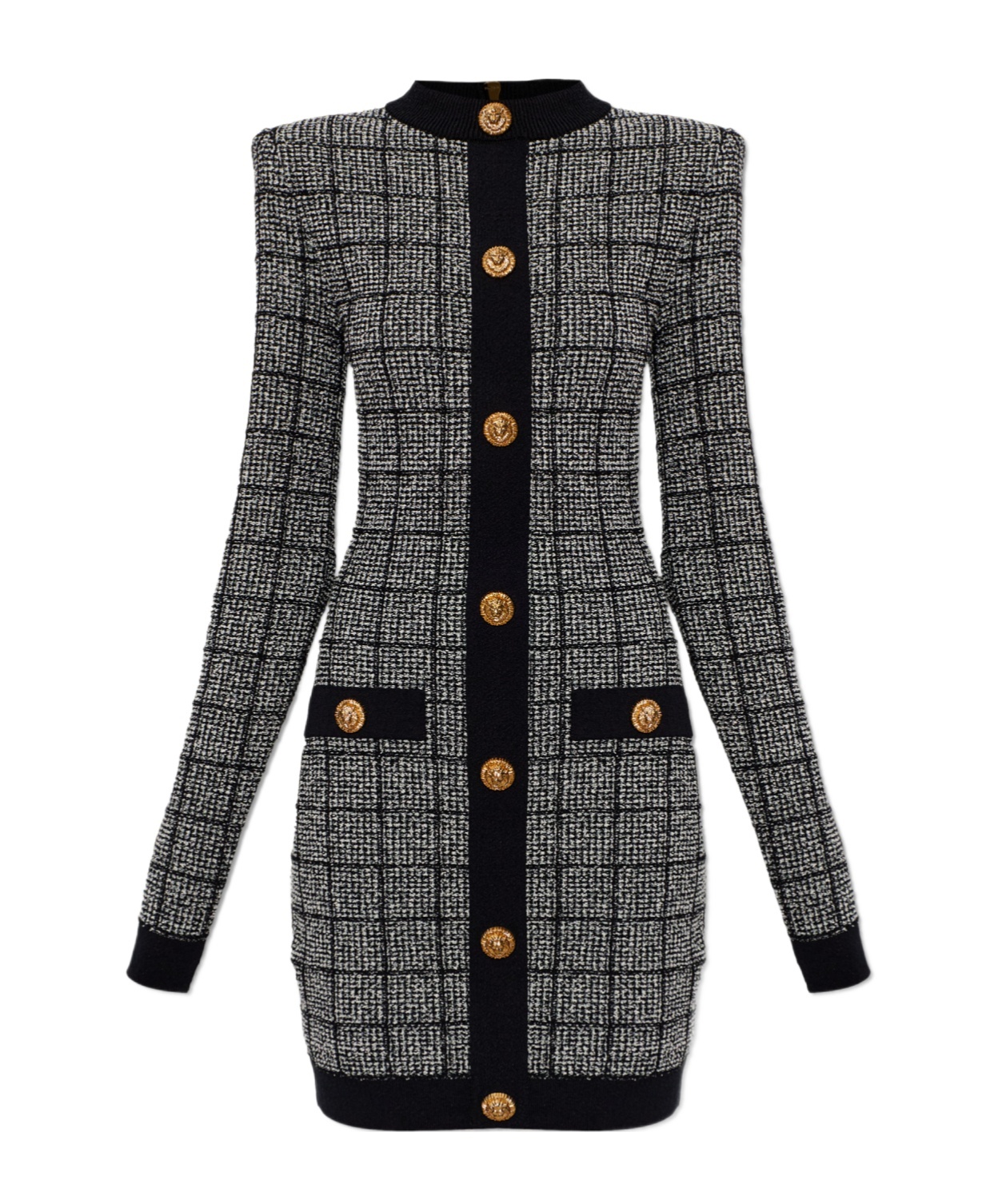 Balmain Long Sleeve Dress In Blue