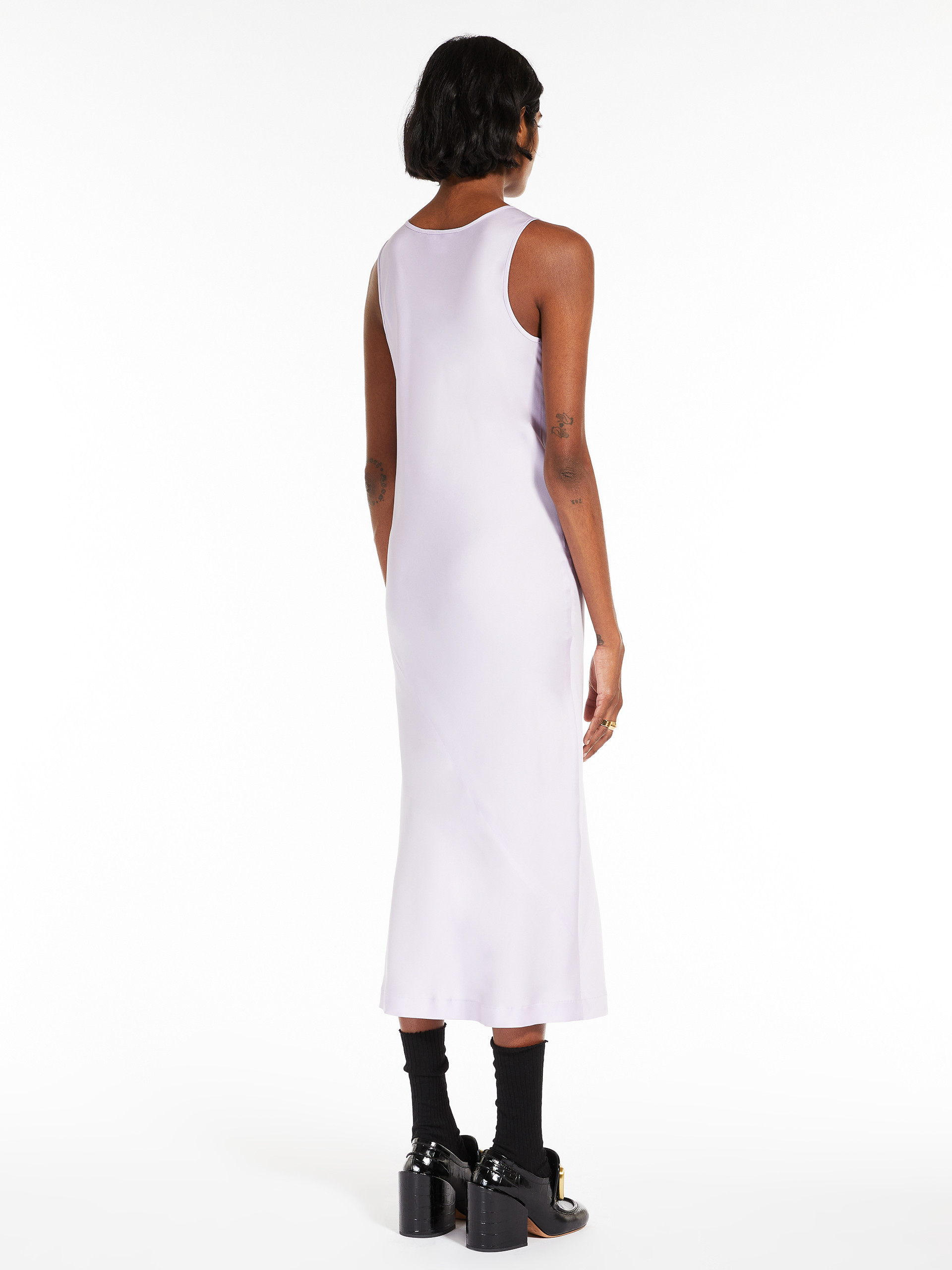Sportmax Stretch Silk Sleeveless Dress In White