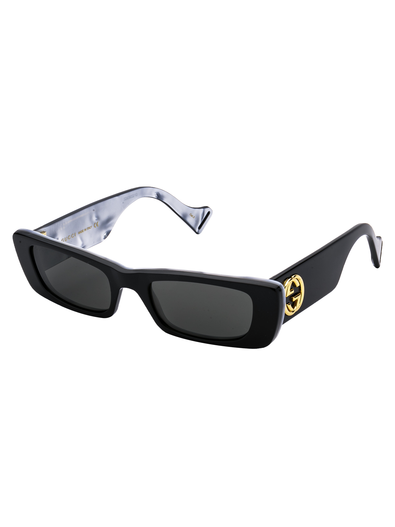 Gucci Black Interlocking G Rectangular Sunglasses In Black