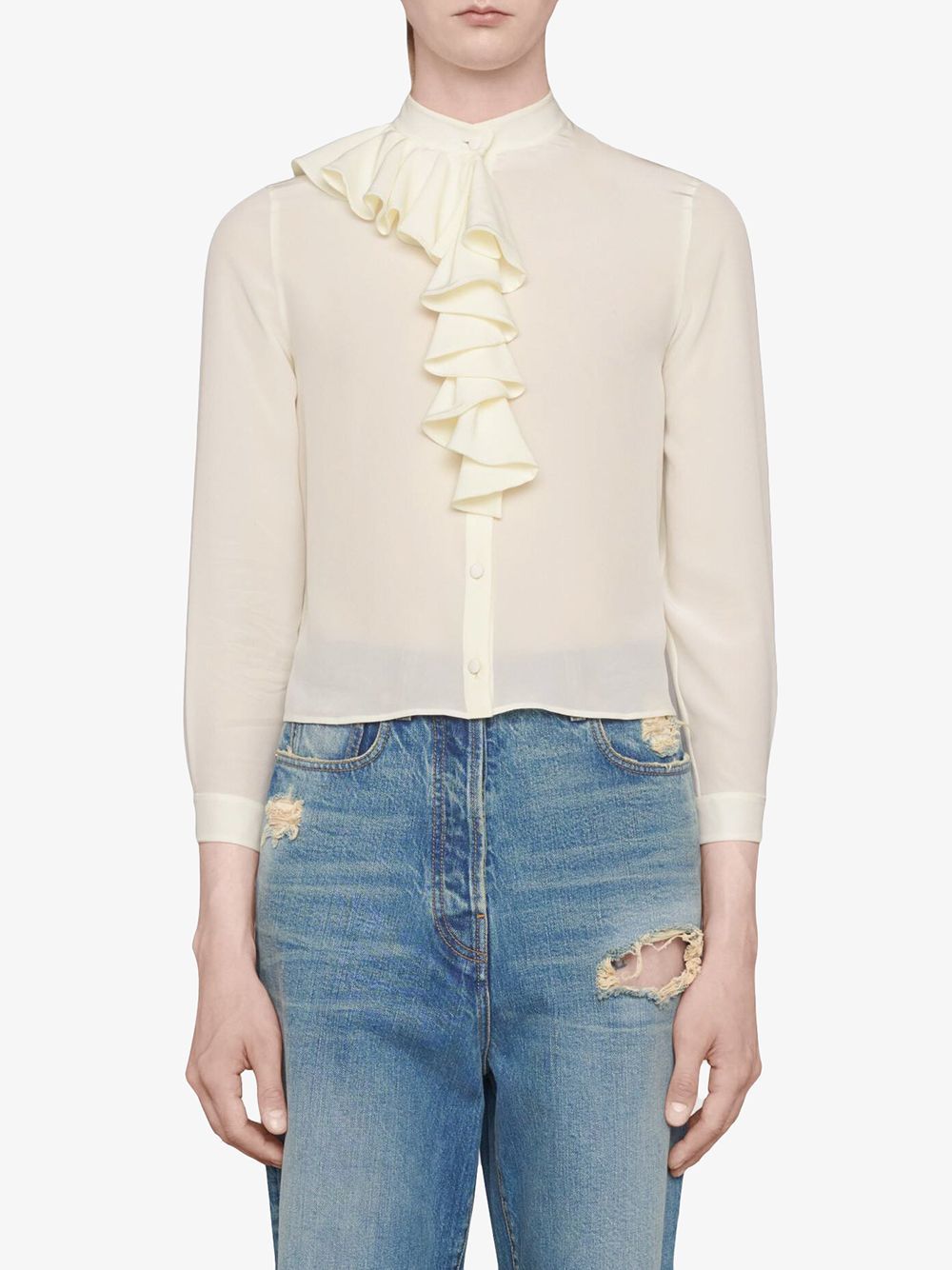 Gucci Crêpe De Chine Ruffle Blouse