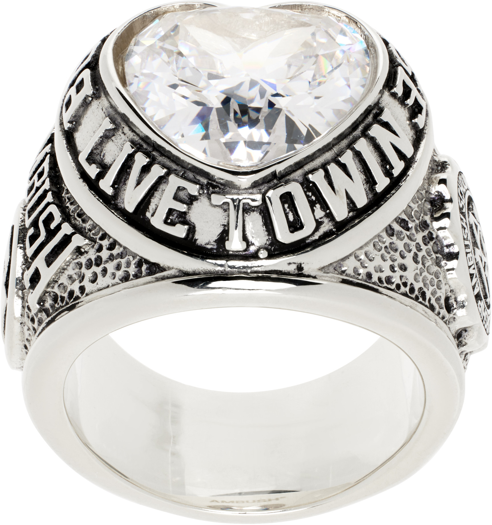 Ambush Silver Heart Class Ring In White