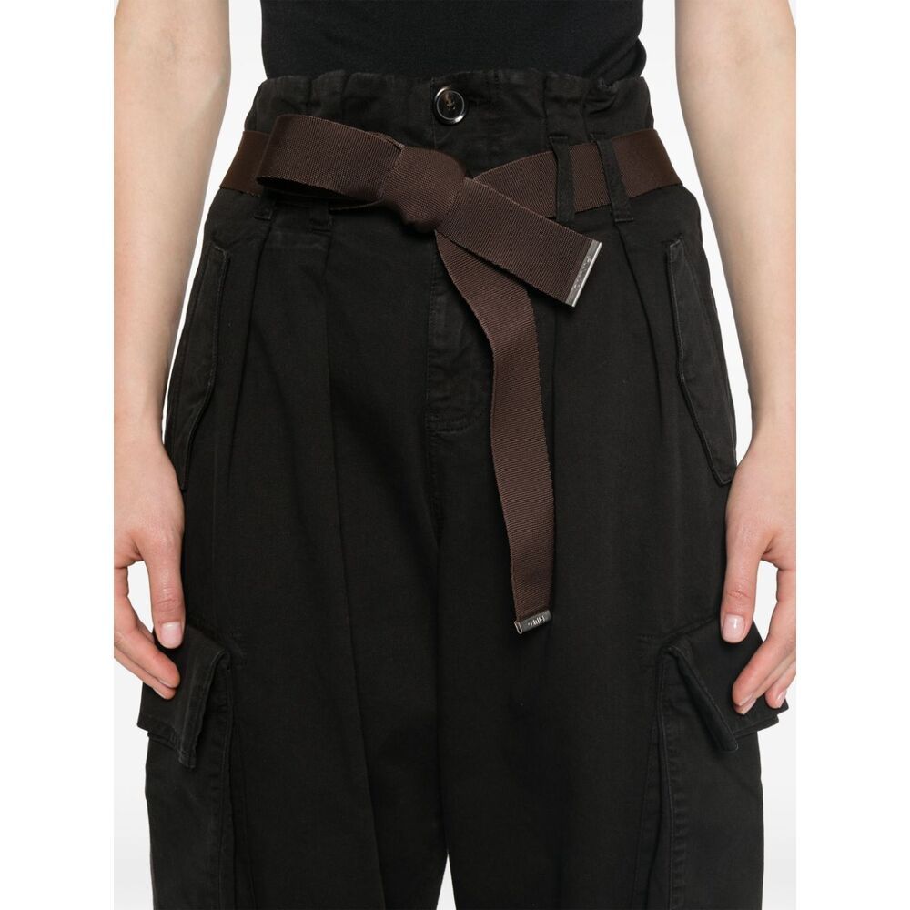 Shop Pinko High-waist Cropped Cargo Trousers In Black