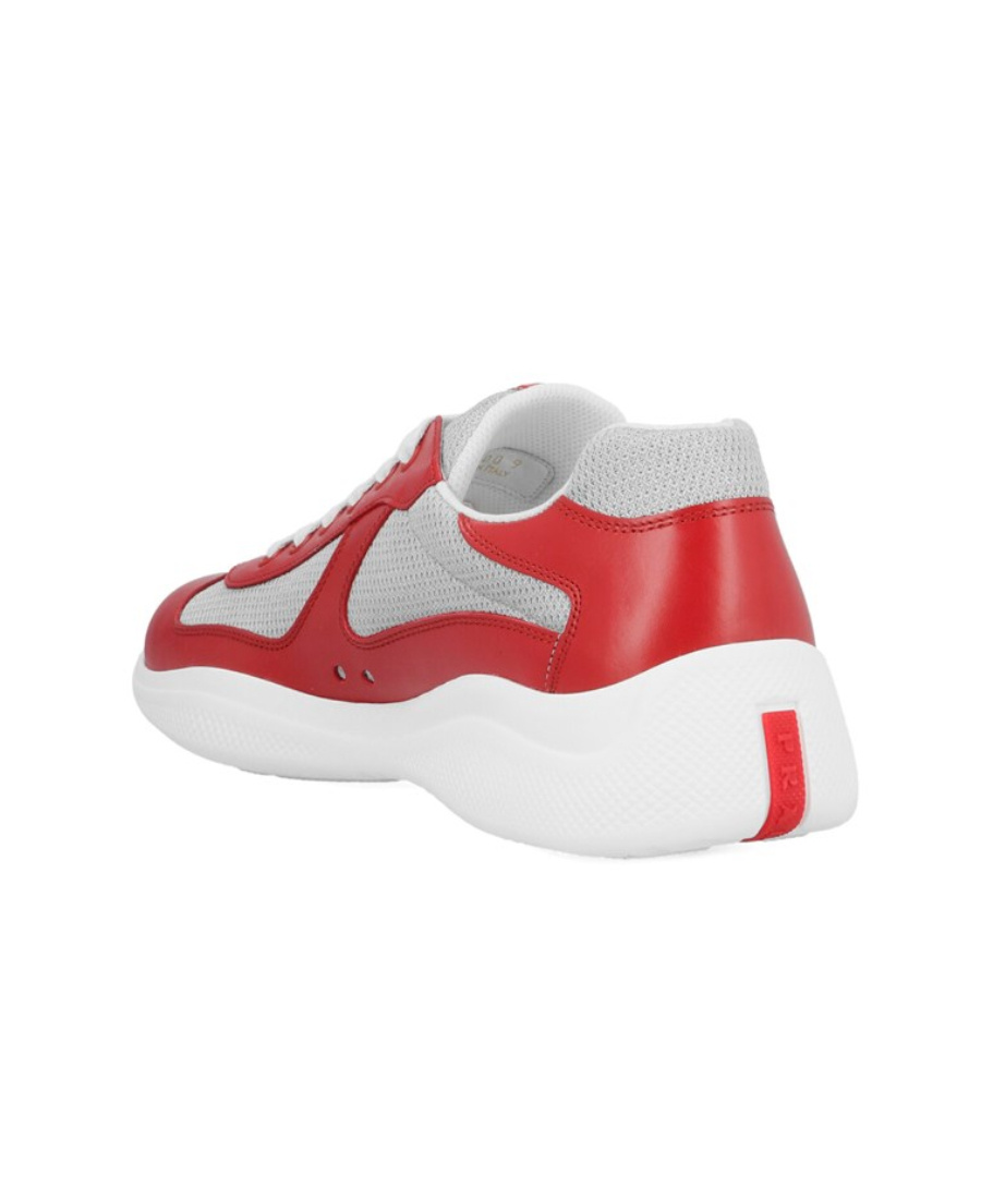 Prada Low Contrasting Panel Sneakers In Red