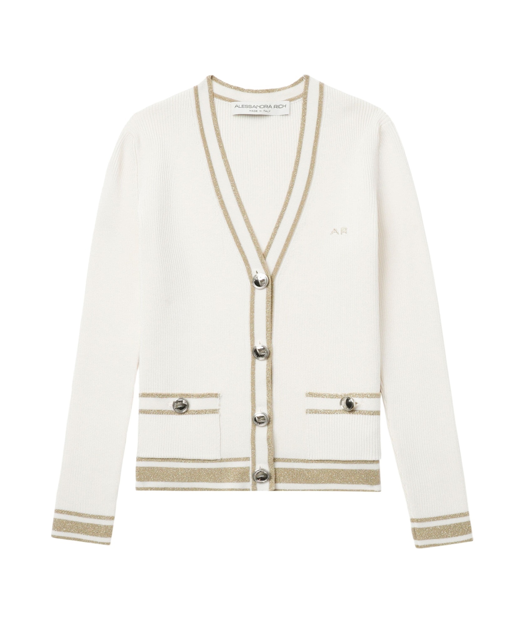 Alessandra Rich Cable-knit Cardigan In White