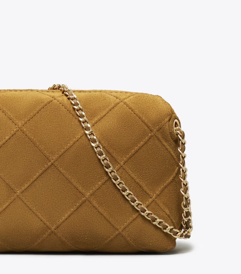 Tory Burch Fleming Suede Soft Crossbody Bag In Brown