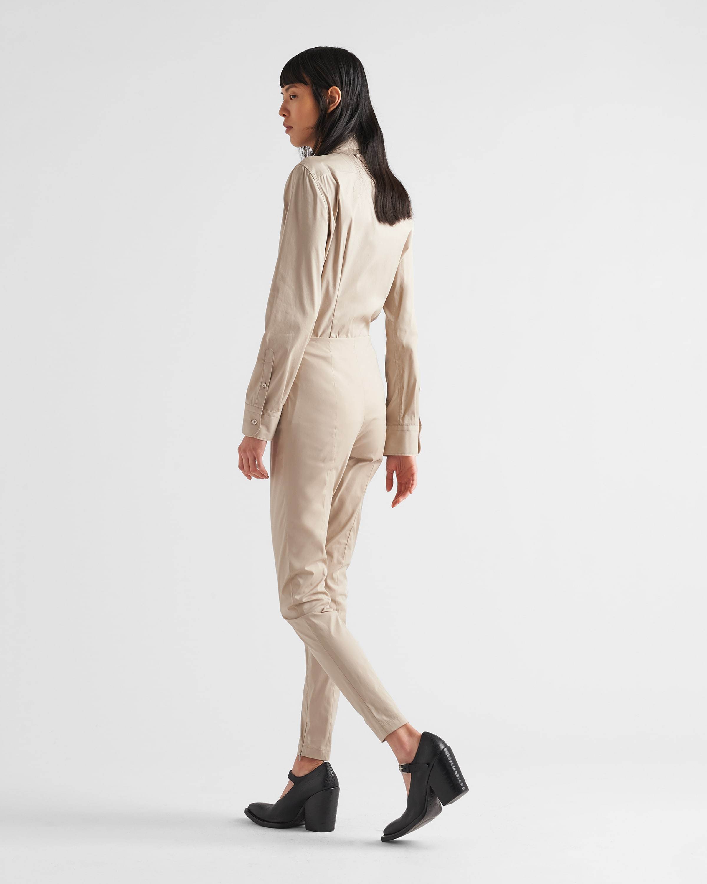 Prada Poplin Button Down Shirt In Nude
