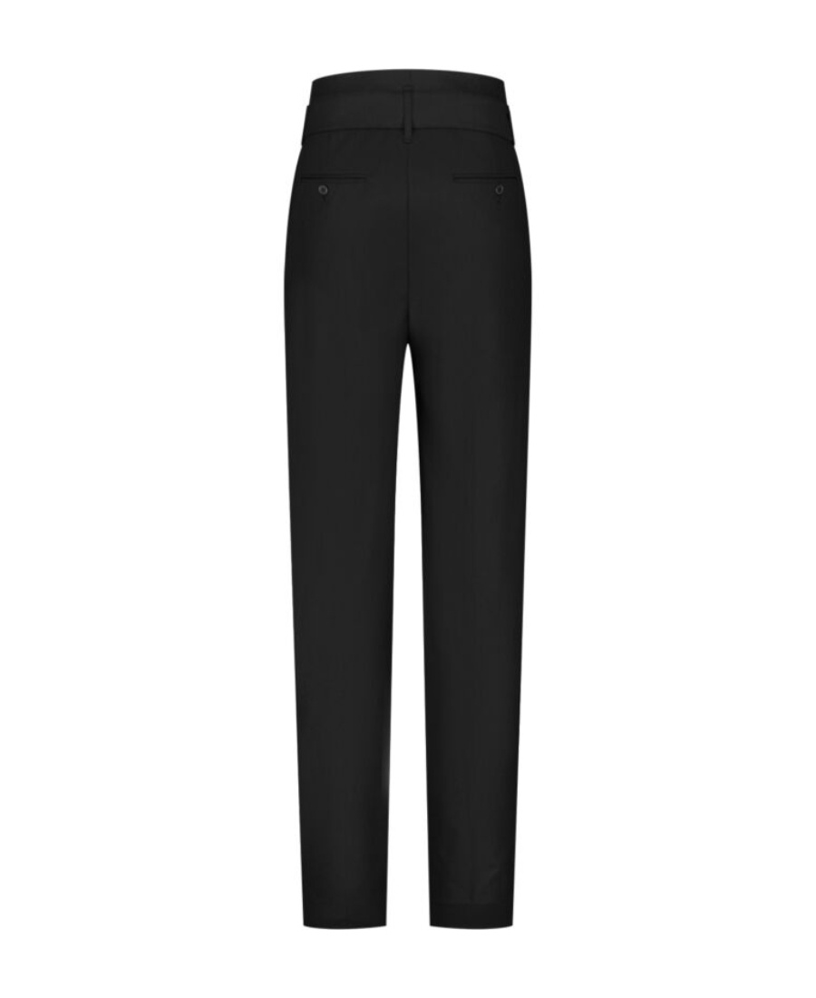 Iro Belted High-waisted Tailored Wool Trousers In Black
