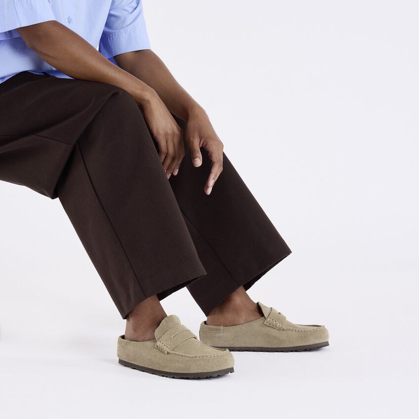 Birkenstock Mocassino Naples Wrapped Suede Calz. S Taupe In Brown