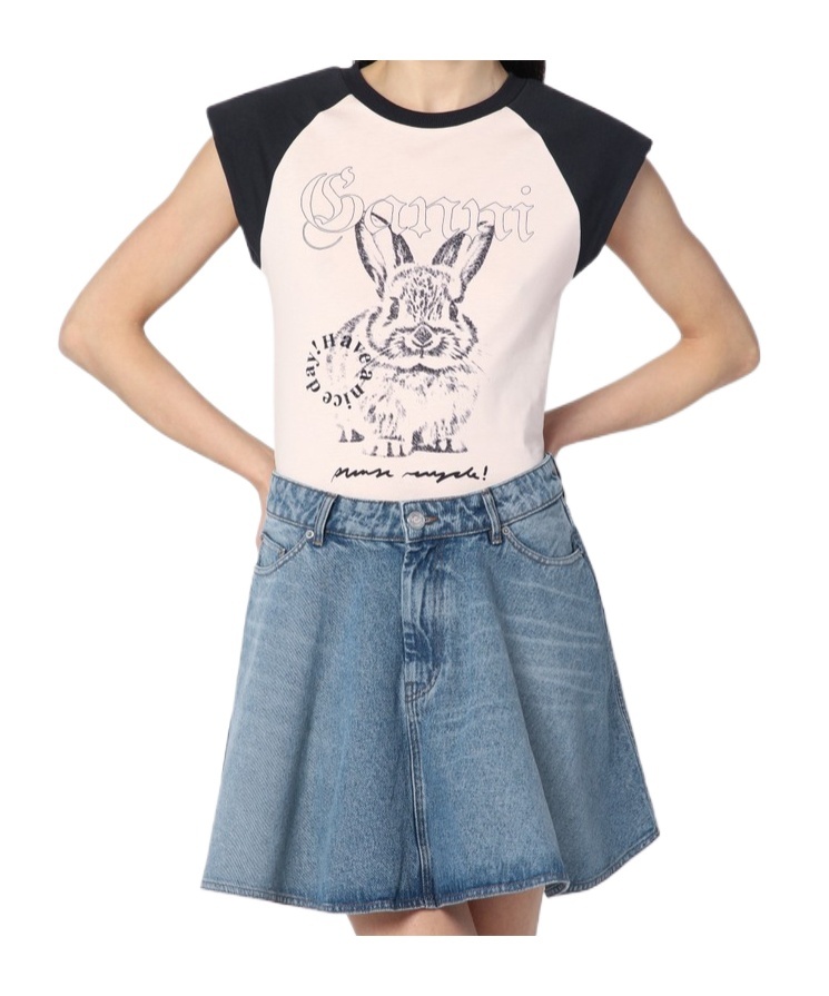 Ganni Basic Jersey Bunny Raglan T-shirt T-shirts Pink