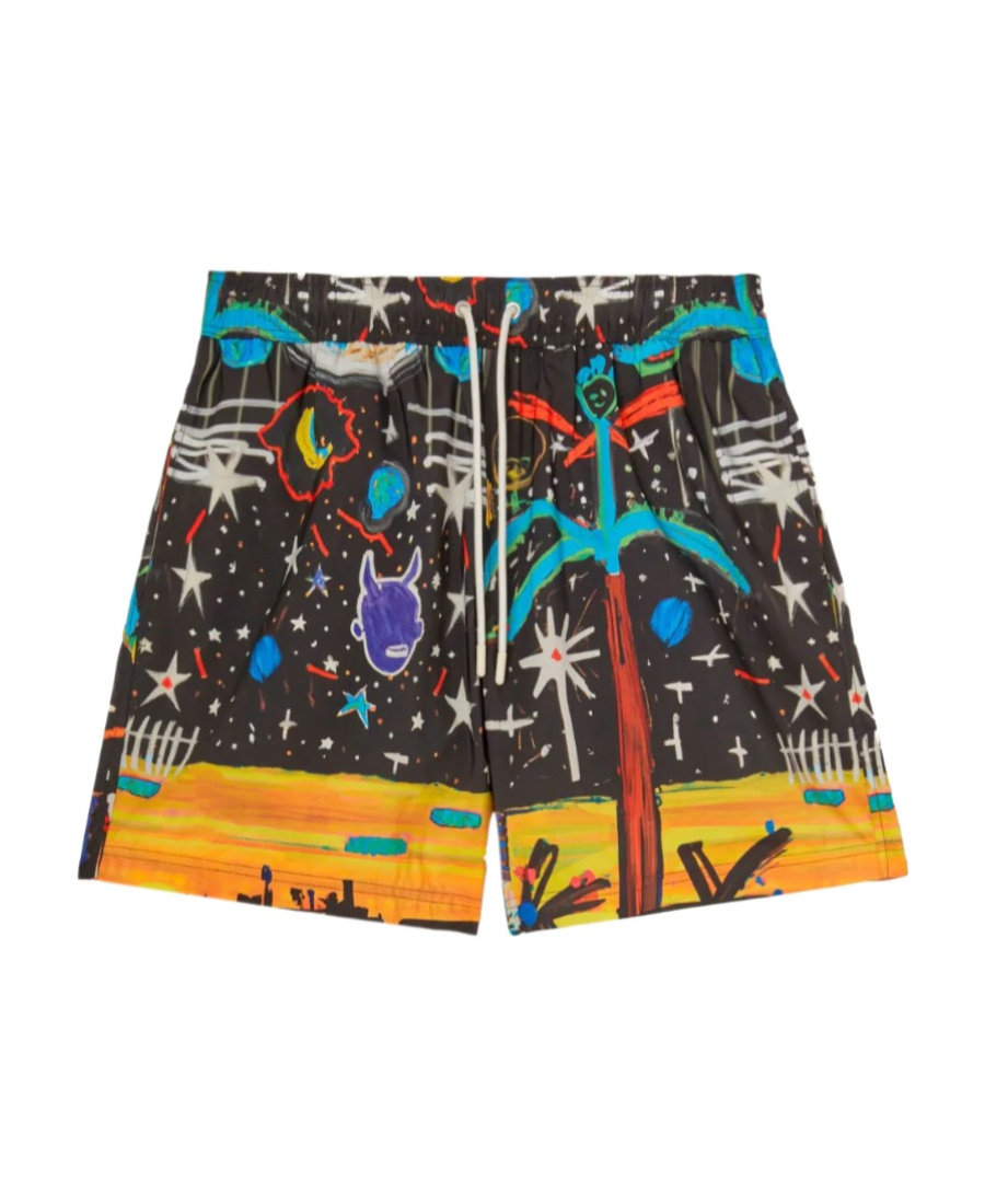 Palm Angels Starry Night Drawstring Swim Shorts In Multi