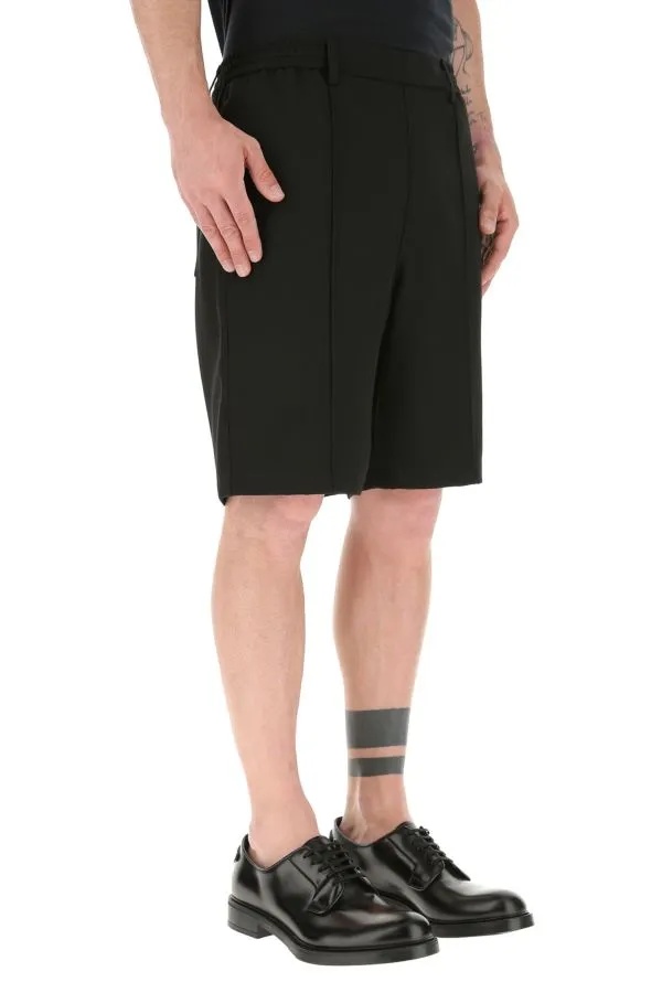 Ami Alexandre Mattiussi Elasticated Waistband Bermuda Shorts In Black