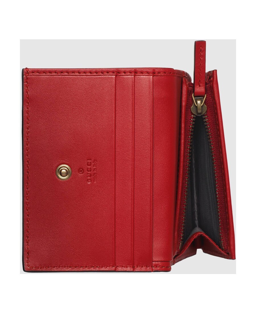 Gucci Gg Supreme Card Case With Cherries In Red