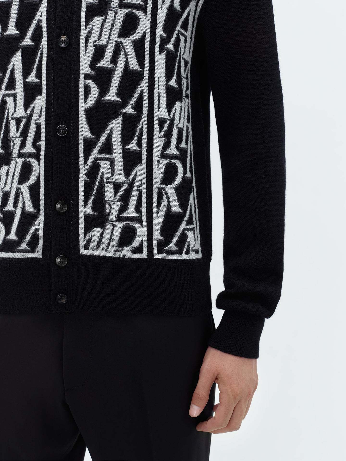 Amiri Repeat Merino-wool Cardigan In Black
