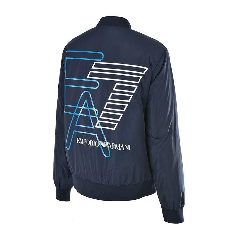 EA7 NAVY BLUE LOGO ZIPPER CASUAL JACKET