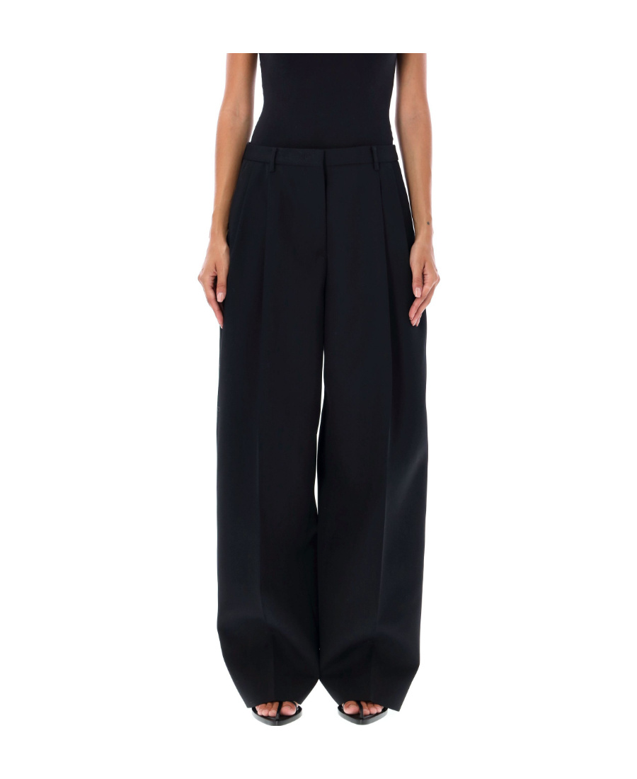 Jil Sander Pleated Cotton-wool Tailored Trousers In Black