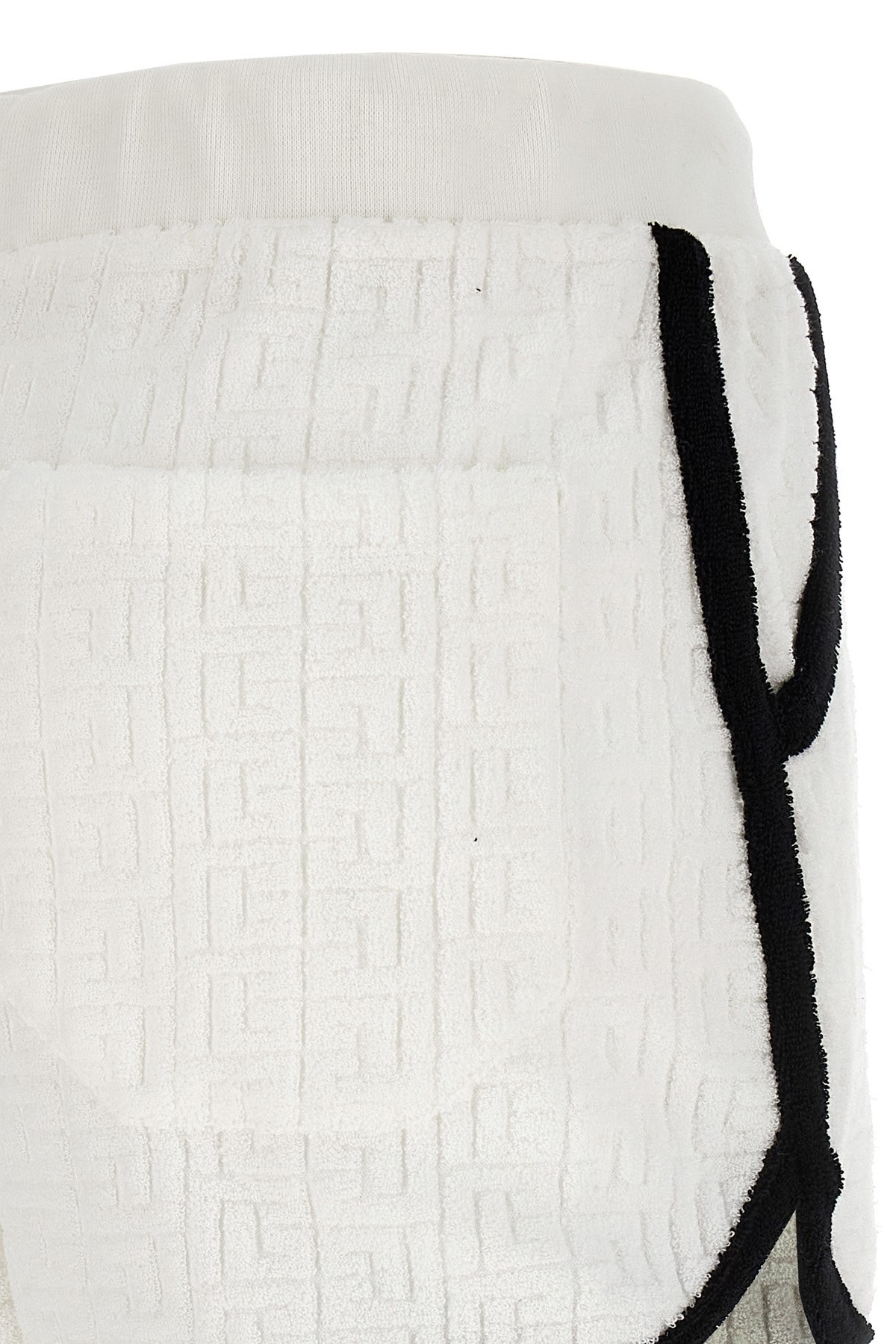 Balmain Monogram-motif Towel-finish Shorts In White