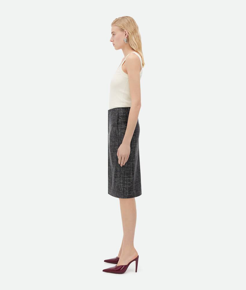 Bottega Veneta Stylish Black Printed Leather Midi Skirt For Women From Ss23 Collection In Gray