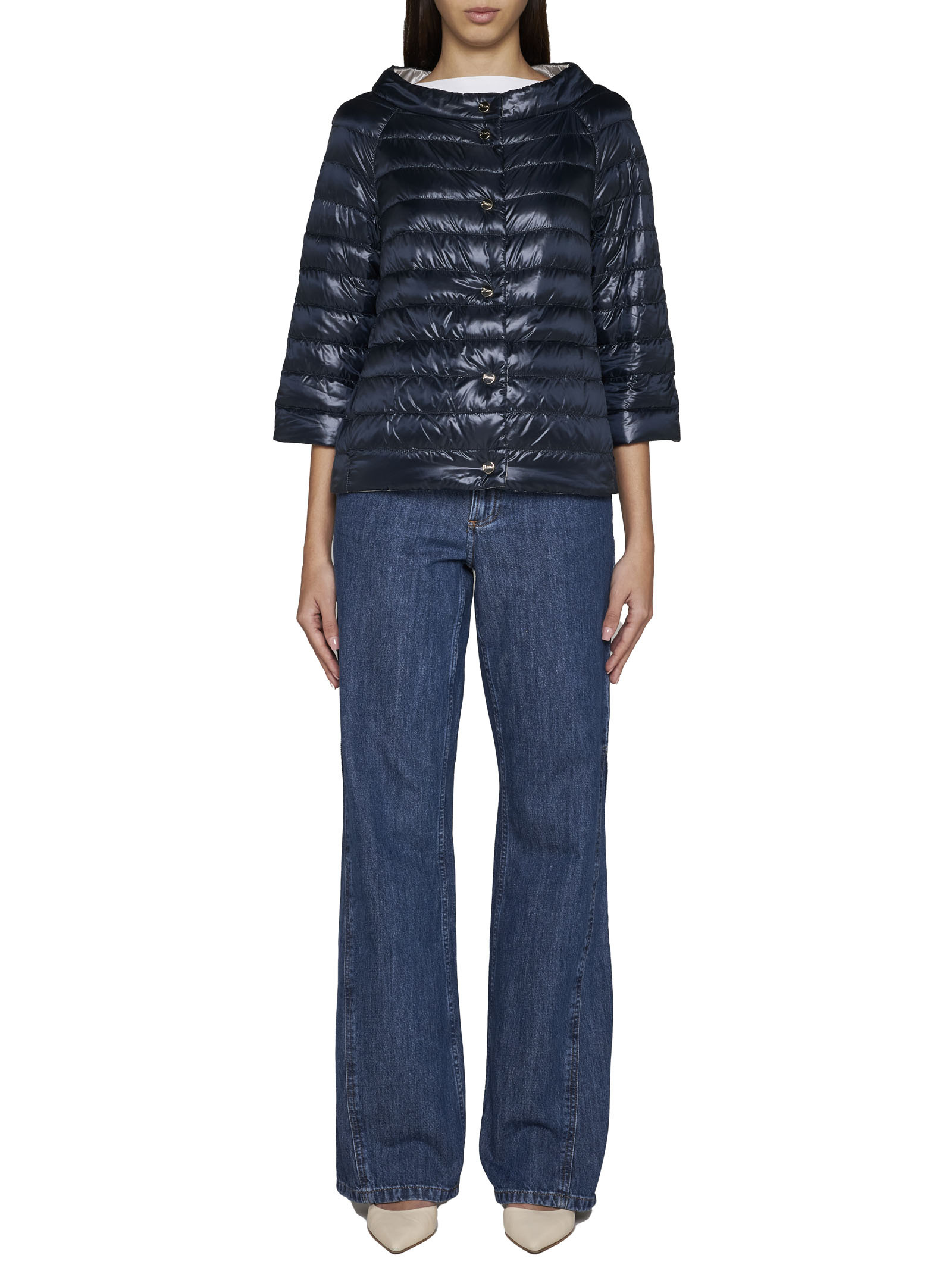 Herno Blue Padded Reversible Jacket In Polyamide Woman In Black