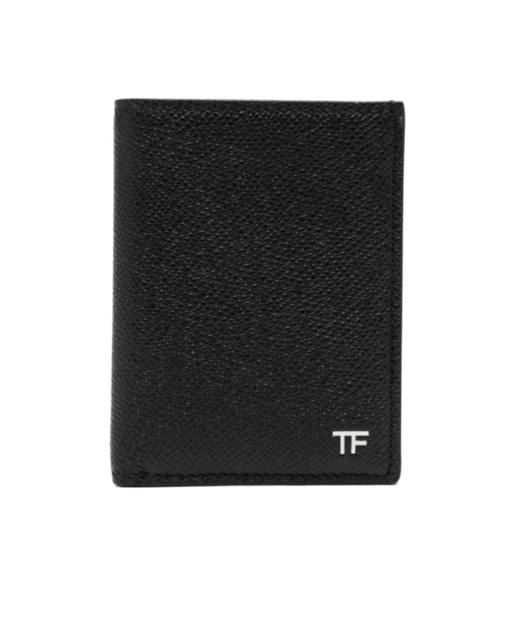 Tom Ford Logo-plaque Bi-fold Leather Wallet In Black