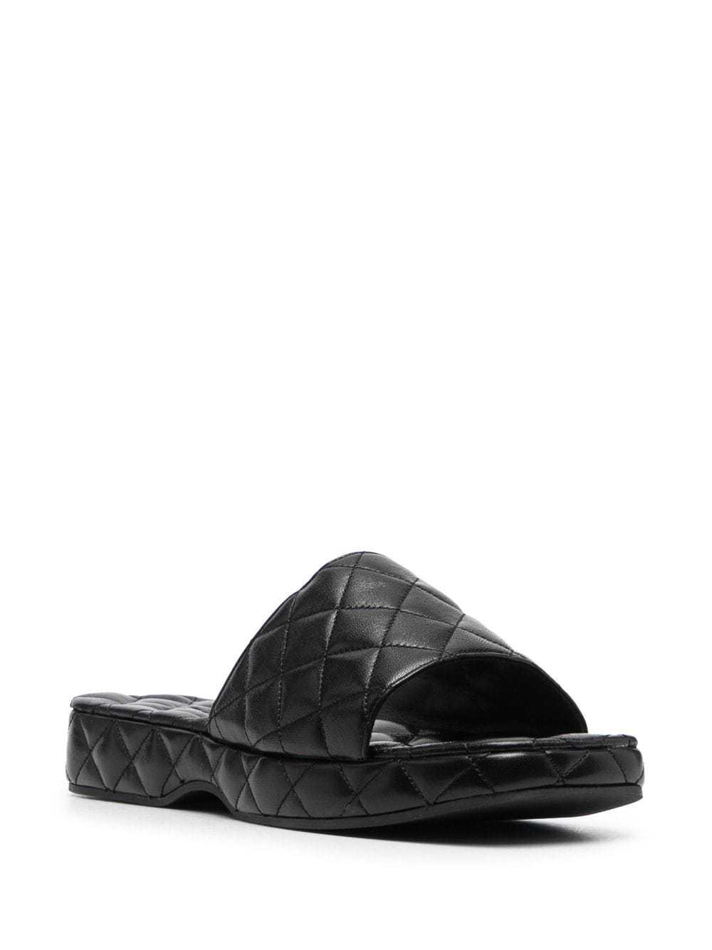 By Far Lilo Quilted Sandals In Black