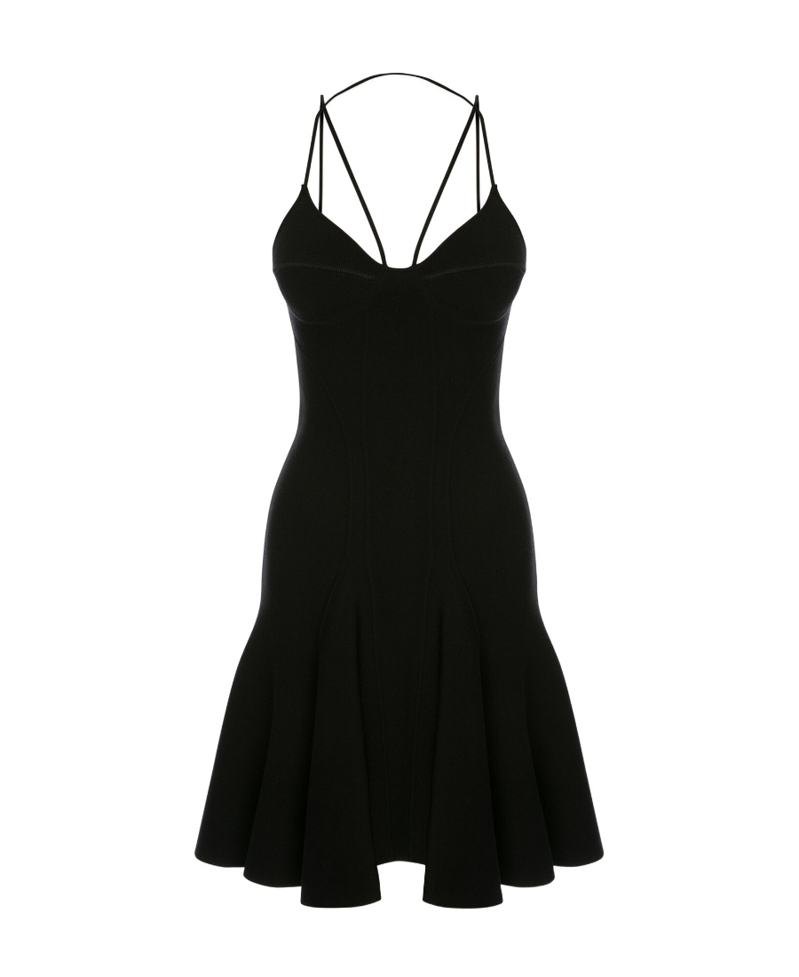 Alexander Mcqueen Woman Midi Dress Black Size M Viscose, Polyester, Polyamide, Elastane In Black