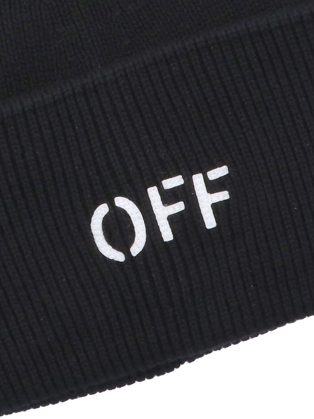 Off-white Off Stamp Loose Knit Cotton Blend Beanie In Black