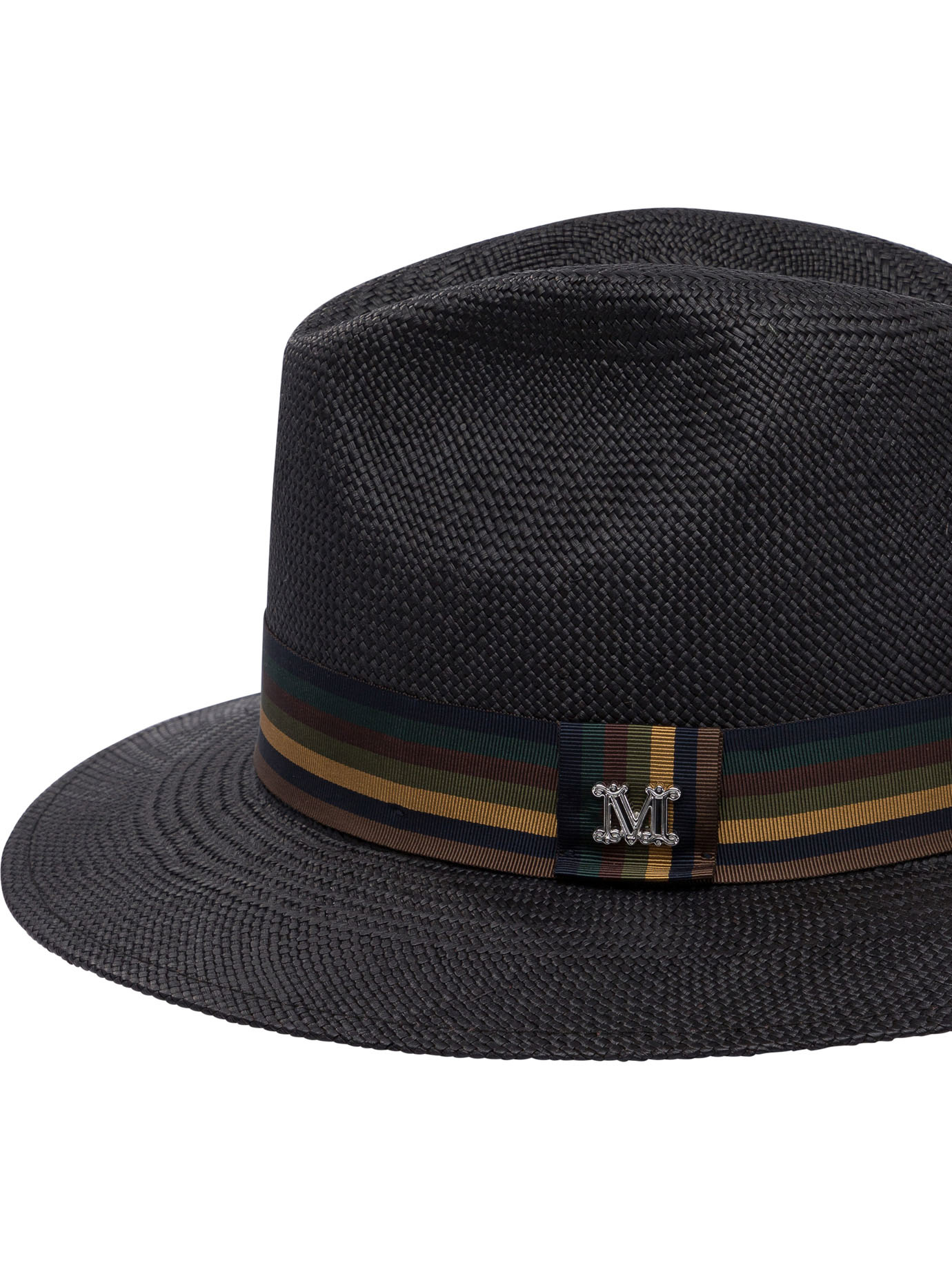 Max Mara Straw Panama Hat In Black