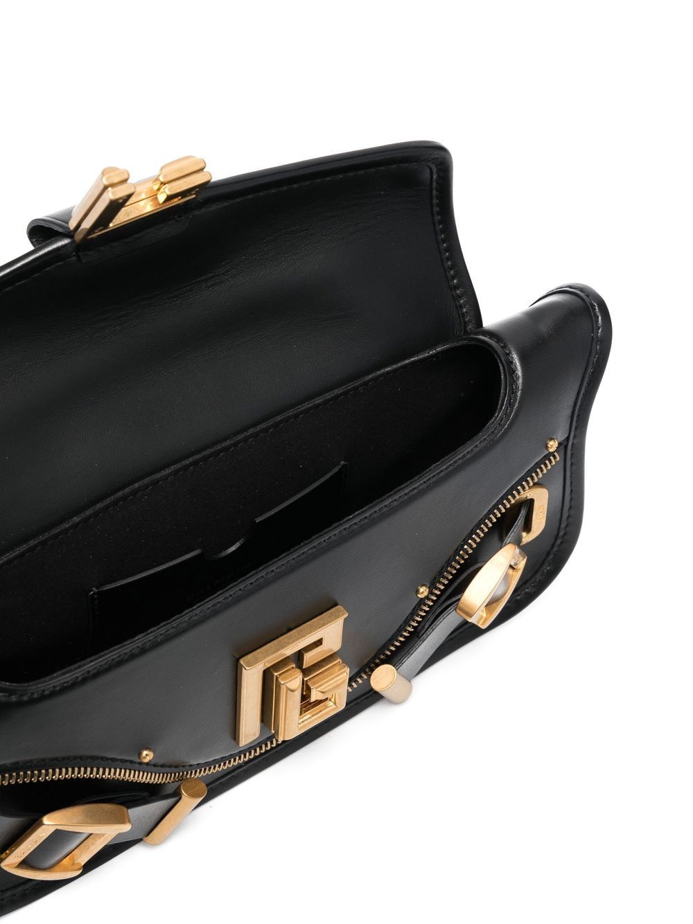 Shop Balmain Blaze Leather Shoulder Bag In Black
