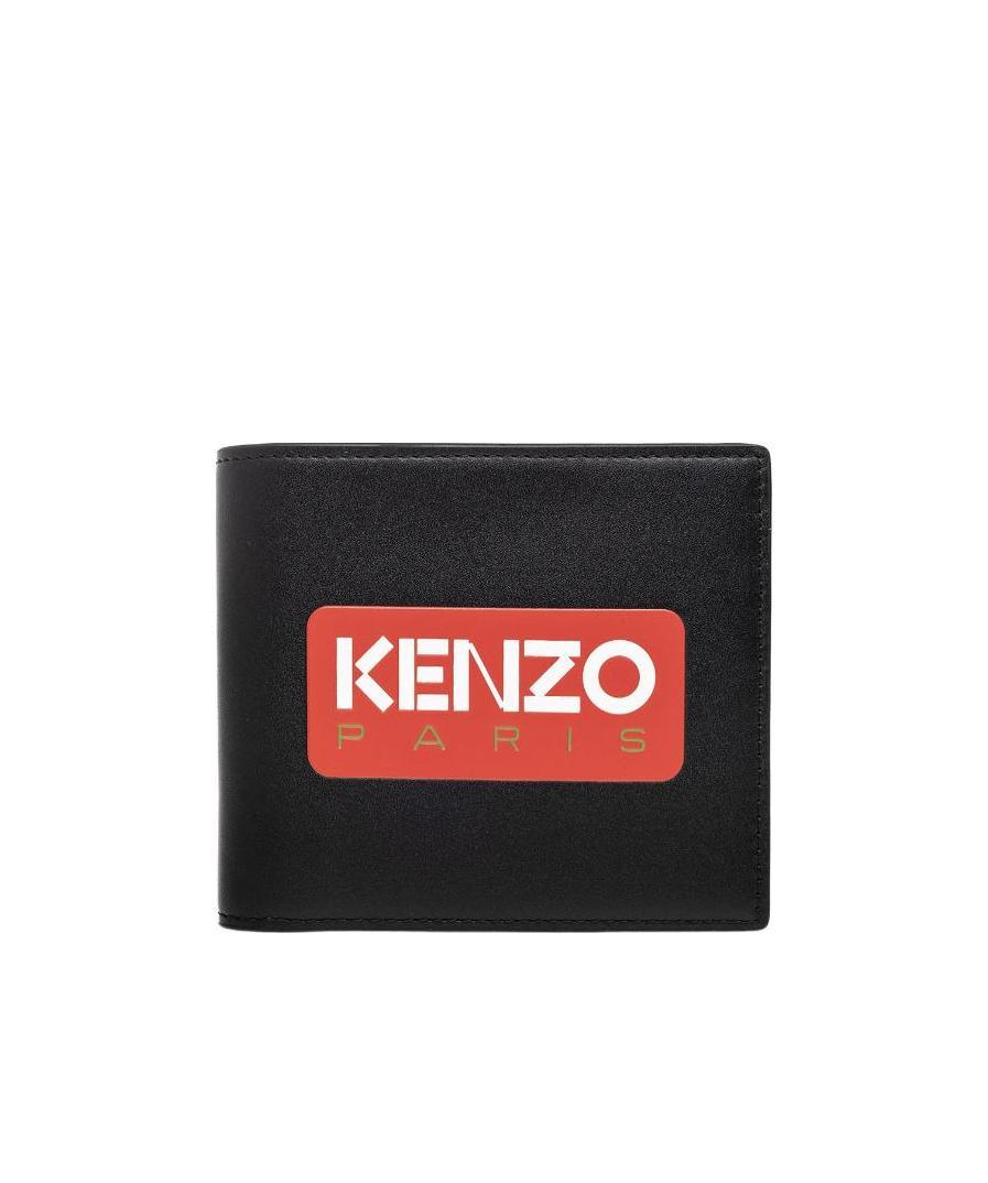 Kenzo Logo-patch Folded Leather Wallet In Black
