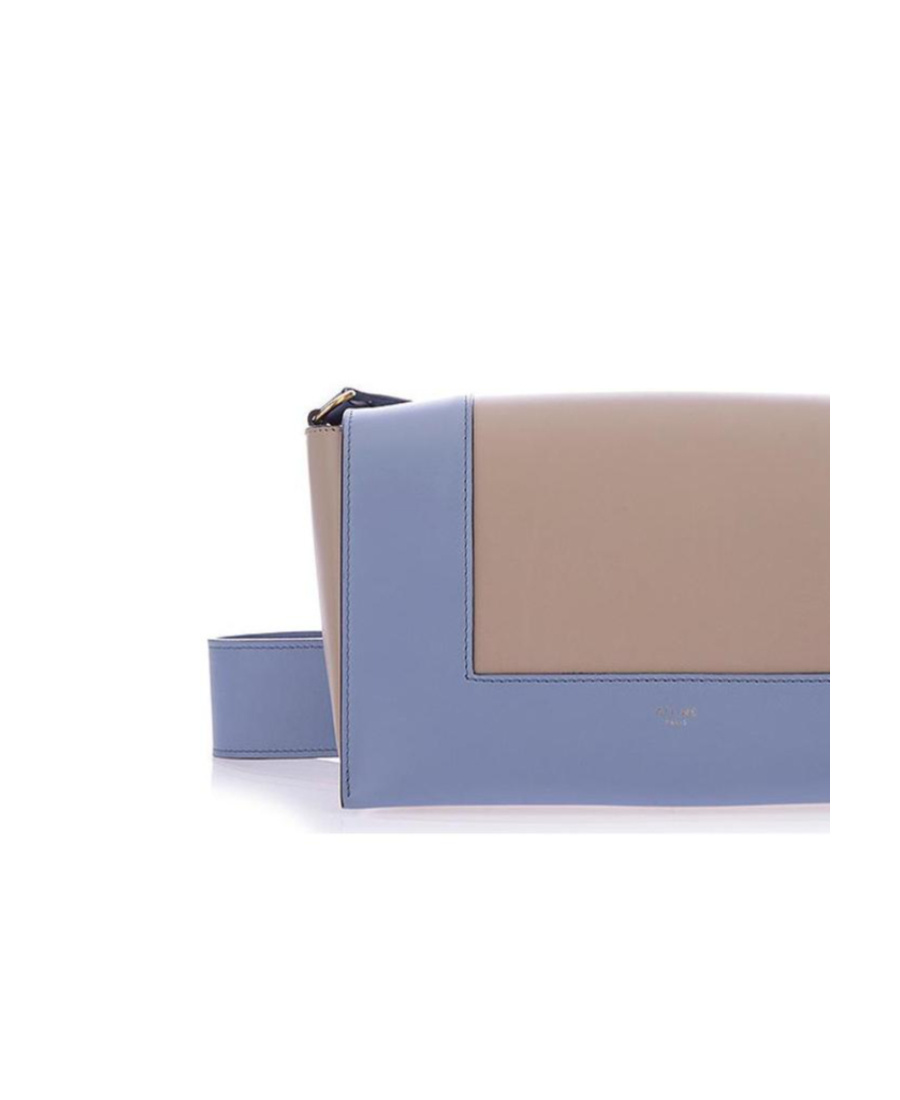 Celine Frame Medium Smooth Cow Leather Two-color Handbag In Blue