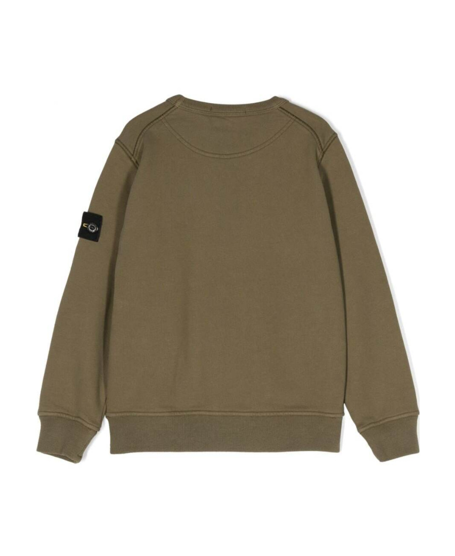 Stone Island Junior Compass-motif Crewneck Sweatshirt In Green