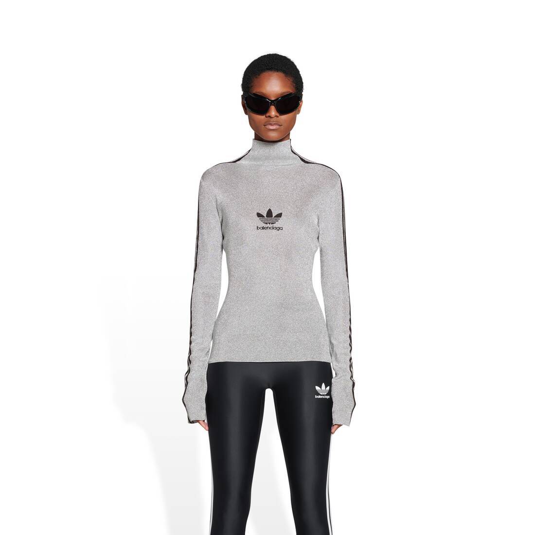 Balenciaga X Adidas Mock-neck Lurex T-shirt In White
