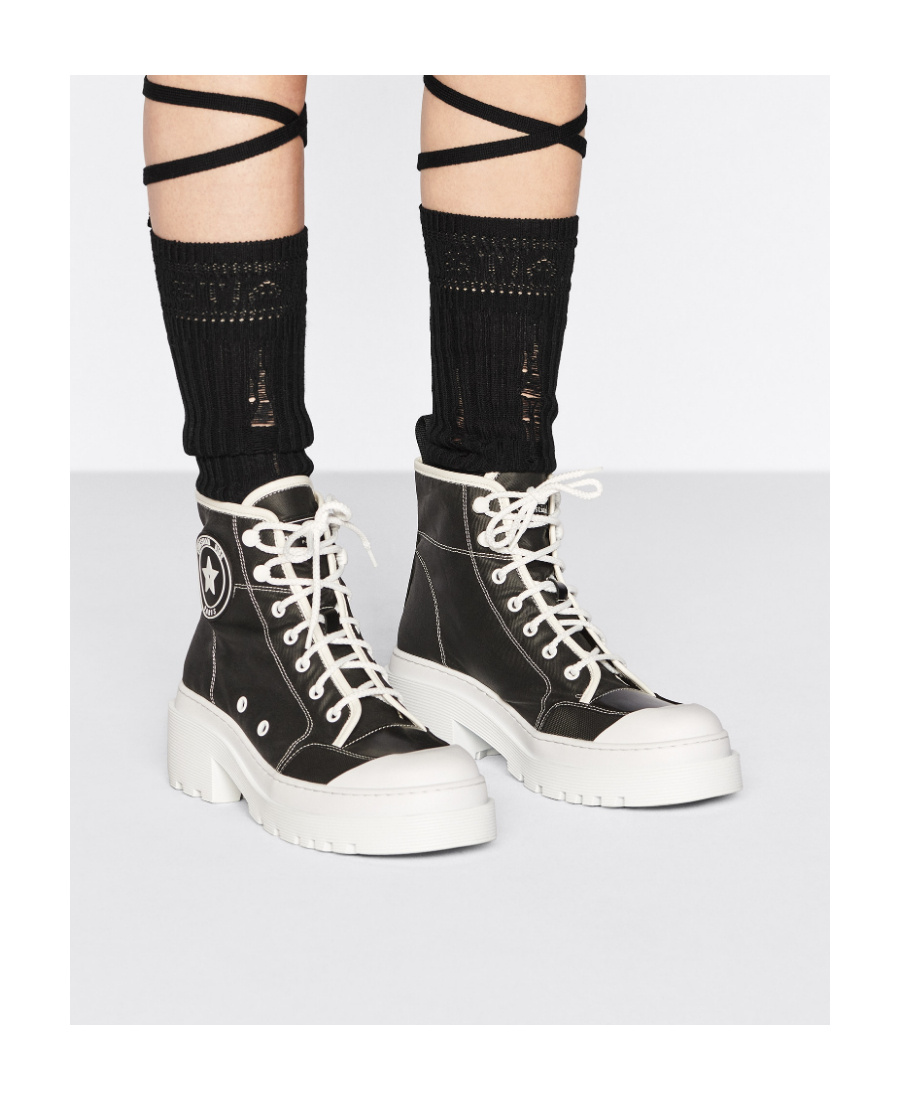 Dior D-riselogo Logo Lace-up Boots In Black