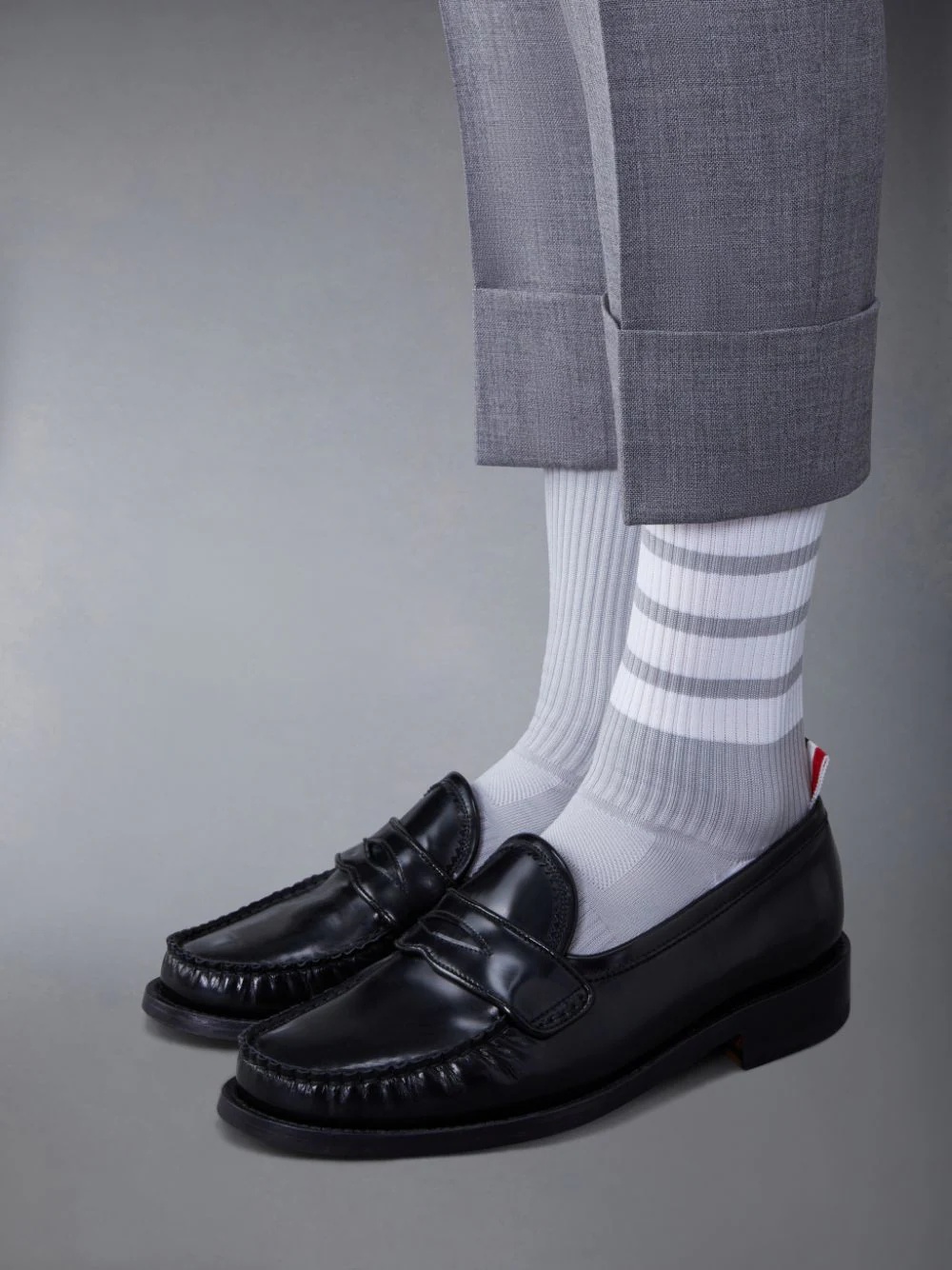 Thom Browne Rwb-tab Leather Penny Loafers In Black