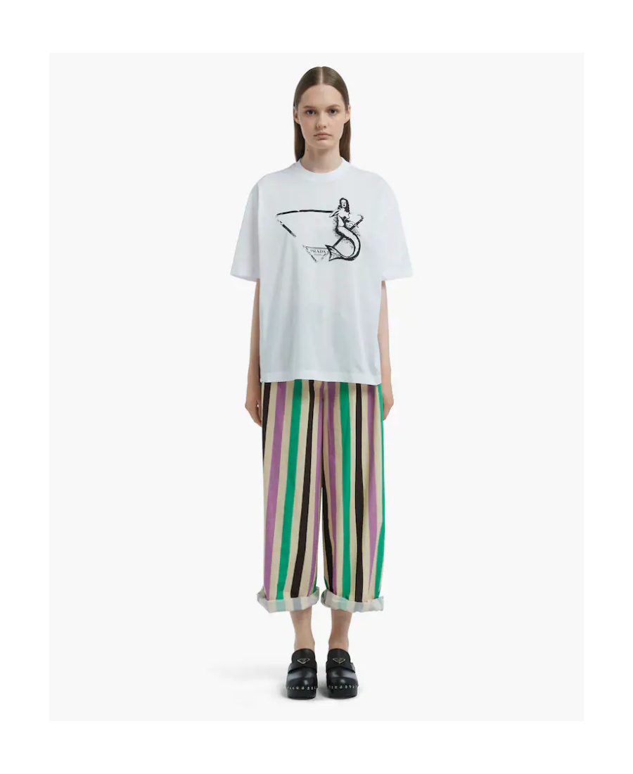 Prada Pattern Printed Short-sleeved T-shirt In White