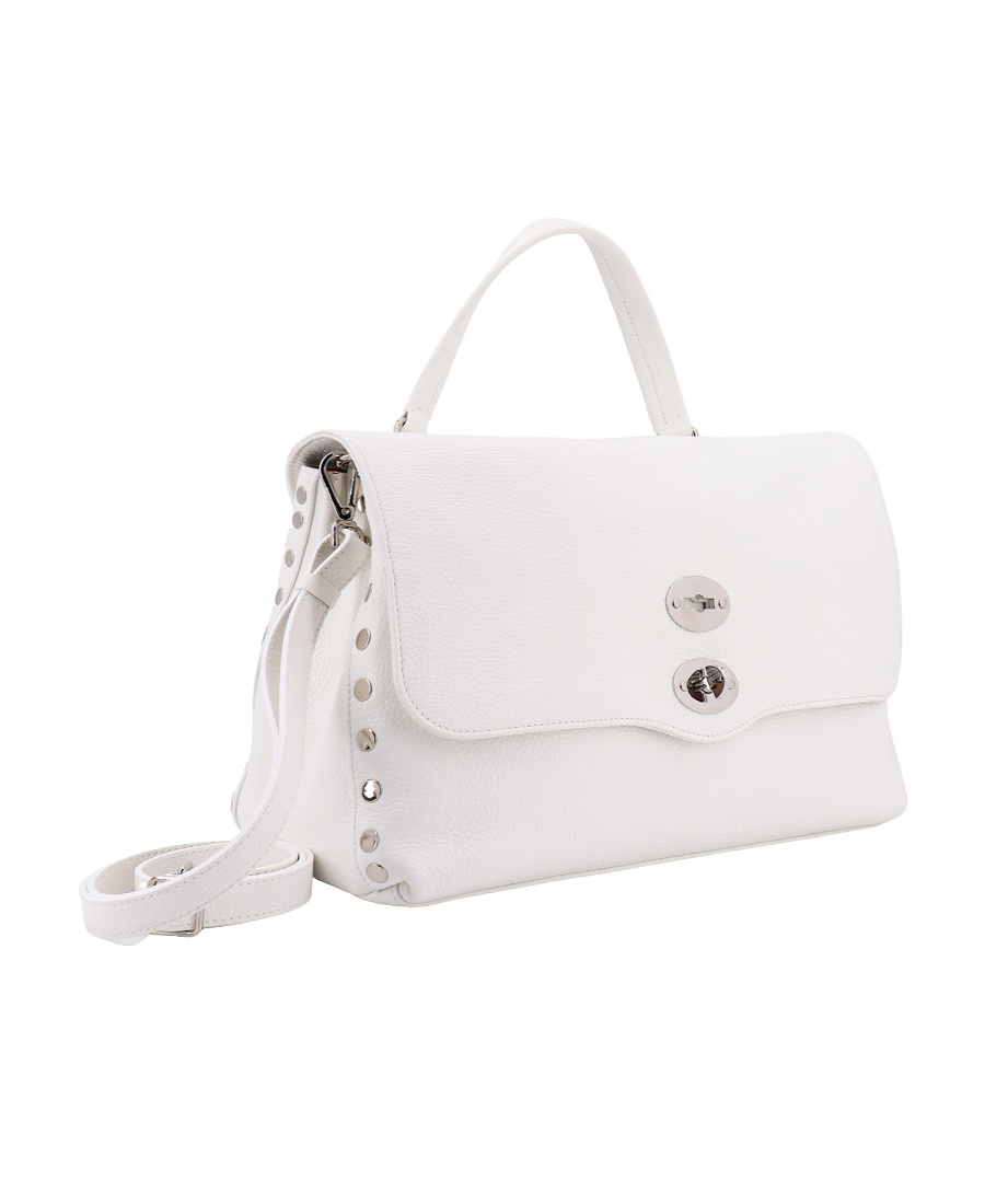 Zanellato Postina Studded Leather Shoulder Bag In White