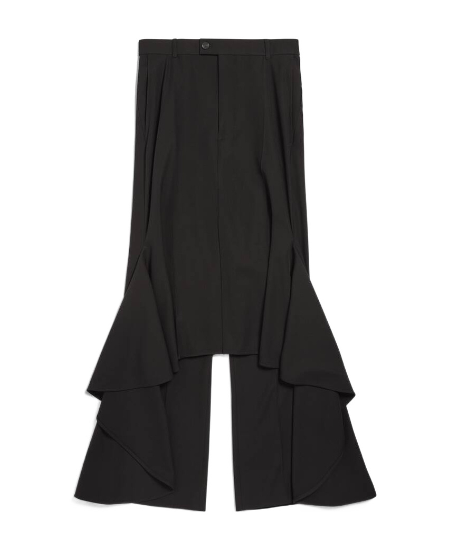 Balenciaga Deconstructed Godet Midi Skirt In Black