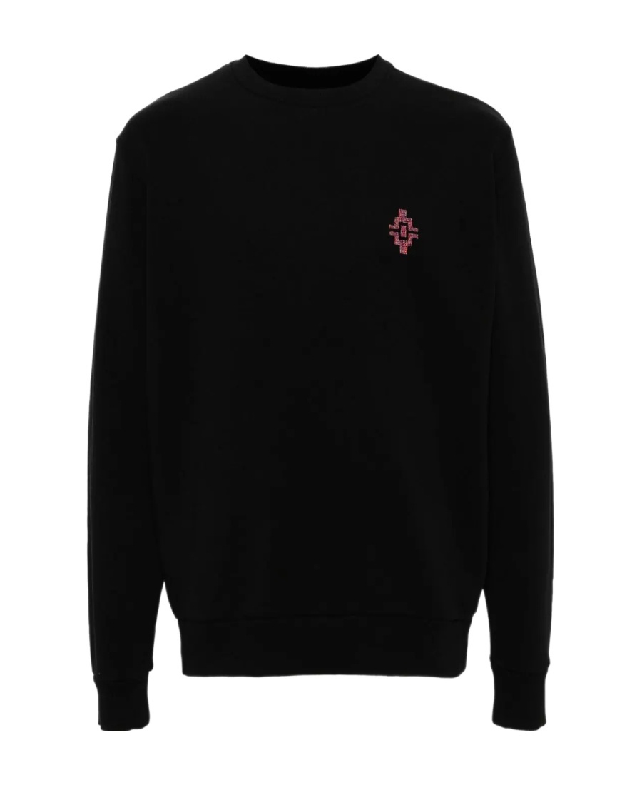 Shop Marcelo Burlon County Of Milan Graffiti Cross-embroidery Cotton Sweatshirt In Black