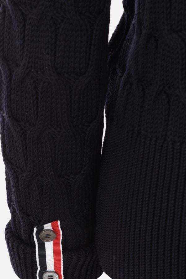 Thom Browne Crisscross Virgin-wool Cable-knit Jumper In Black