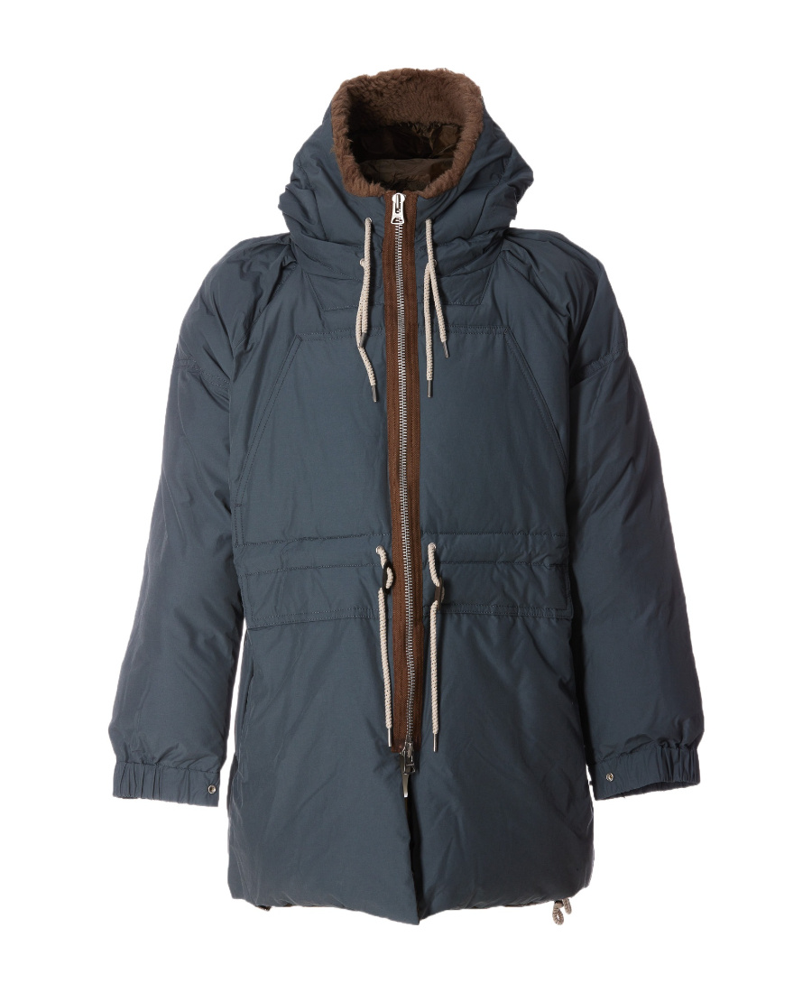 Sacai Hooded Padded Coat In Gray