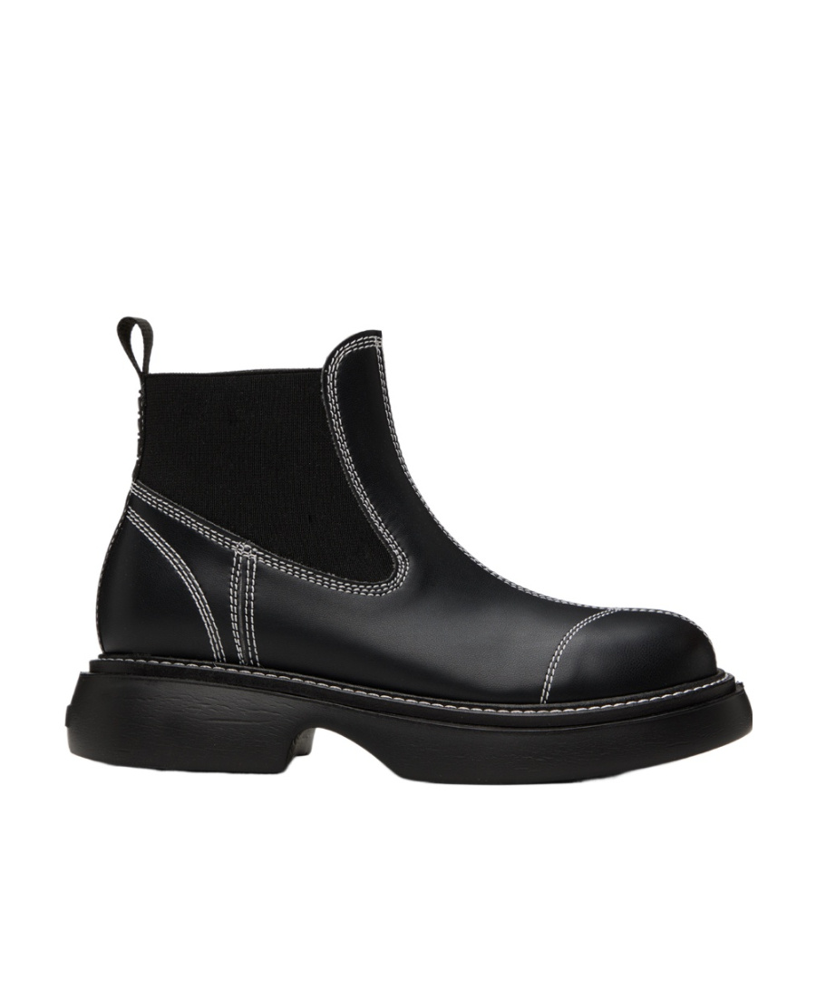 Ganni Everyday Low Logo Detail Short Boots In Black