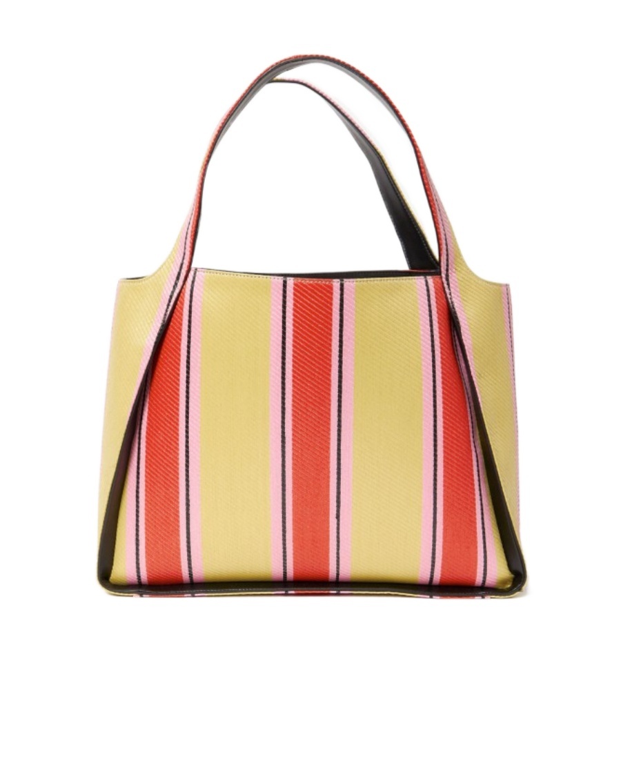 Stella Mccartney Striped Logo Embellished Tote Bag In Multicolor