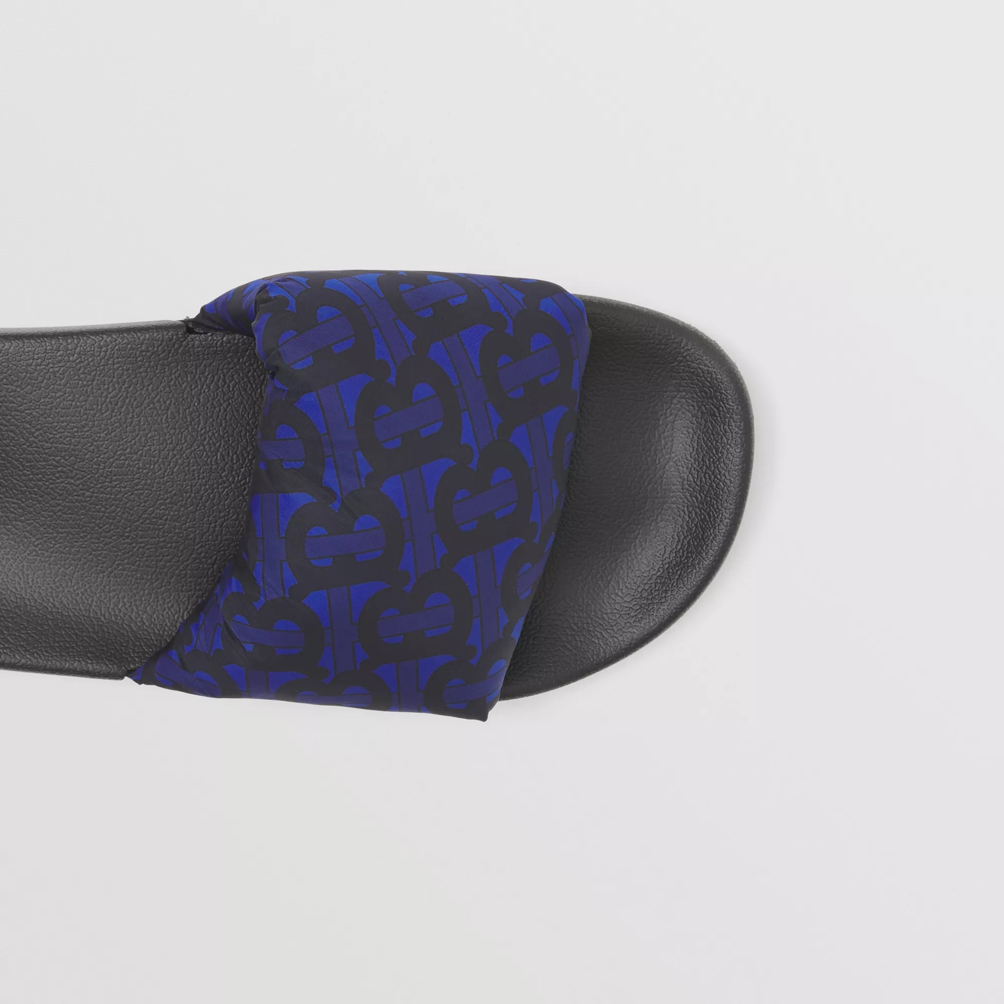 Burberry Tb Monogram-print Slides In Blue