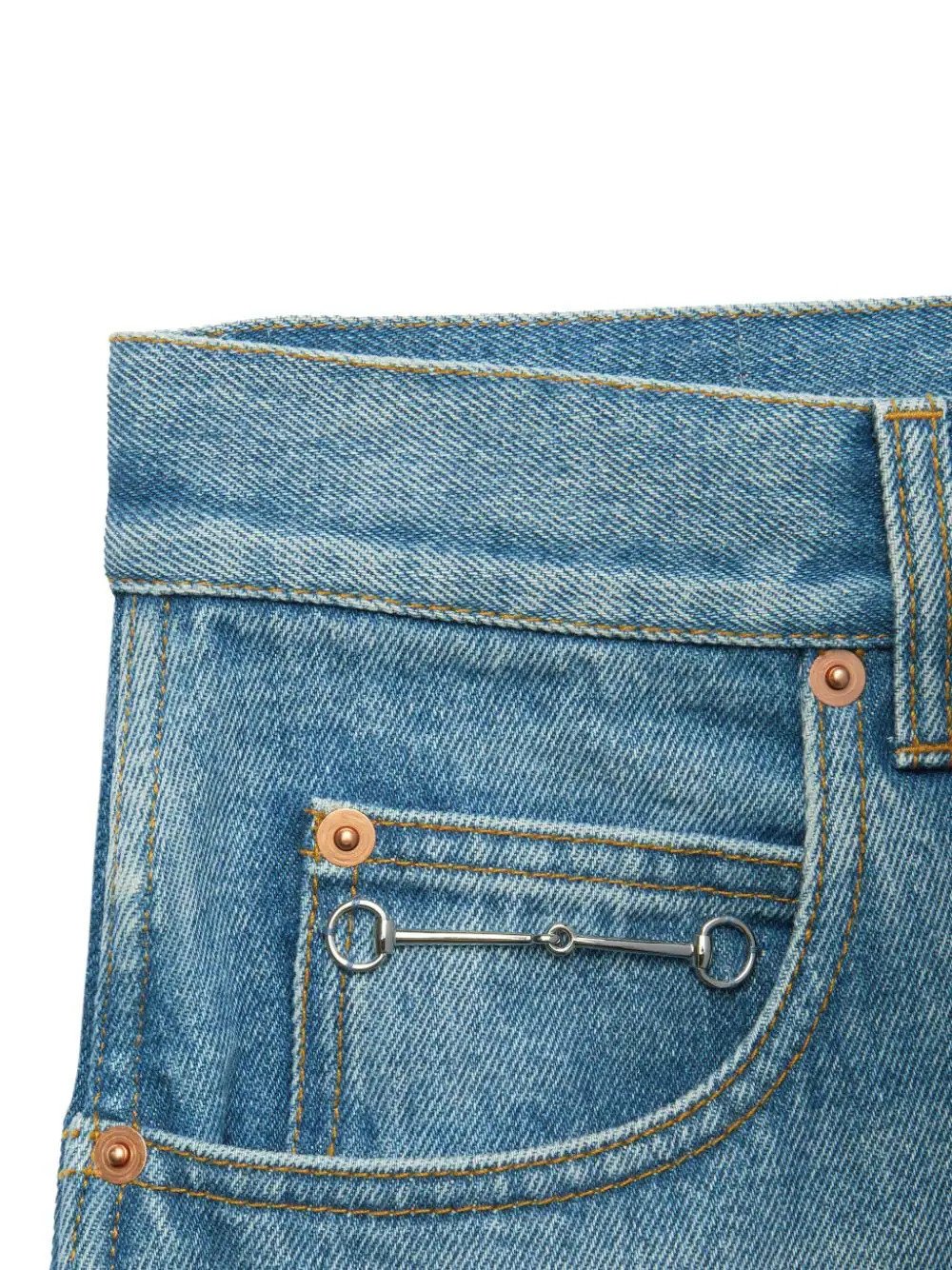 Gucci Horsebit-detail Wide-leg Jeans In Blue