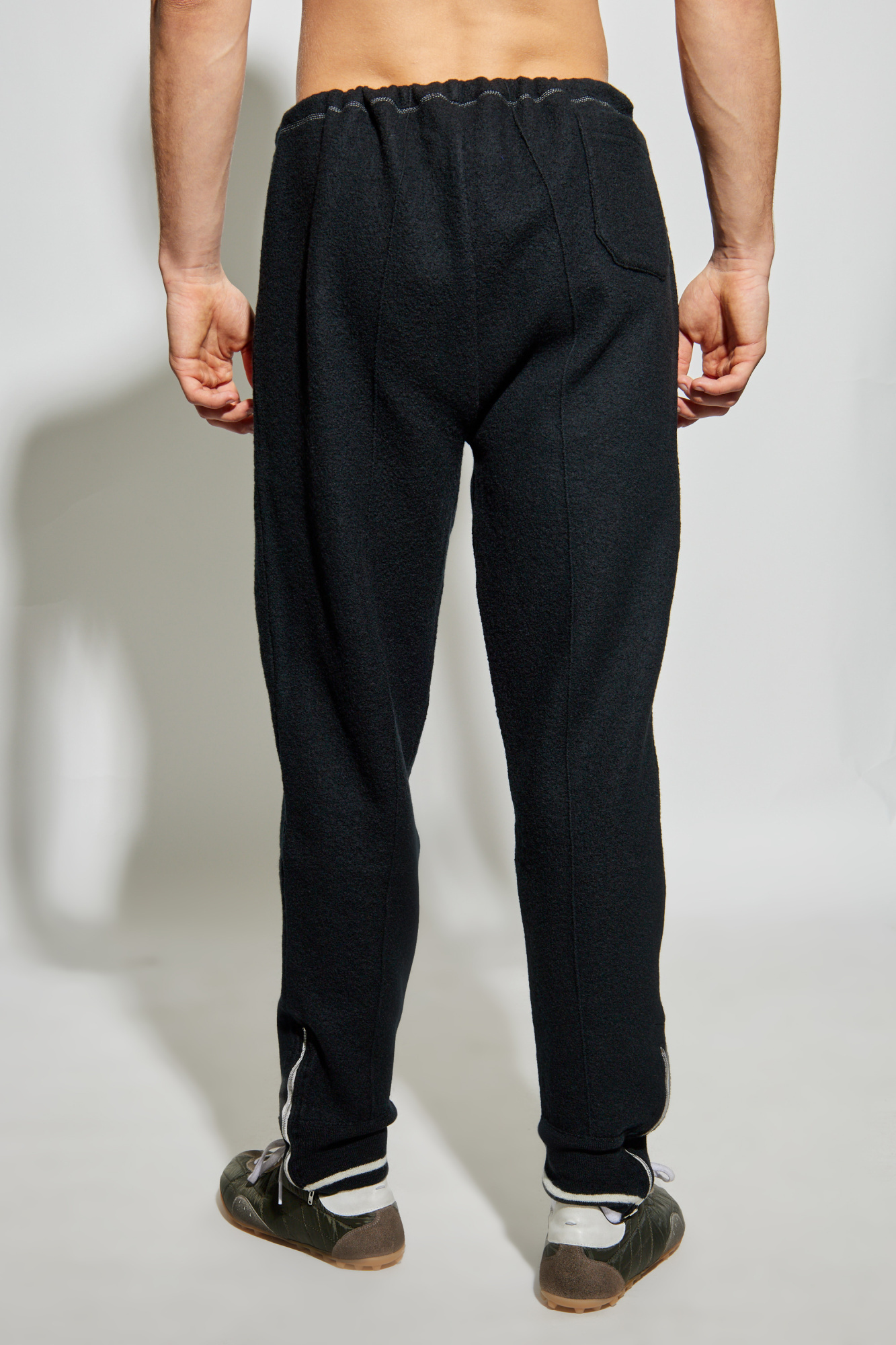 Maison Margiela Wool Trousers With Side Zipper In Black