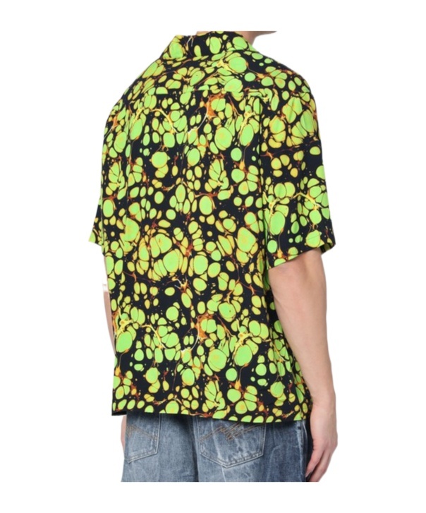 Martine Rose Green Bowling Shirt With Abstract Pattern In Green