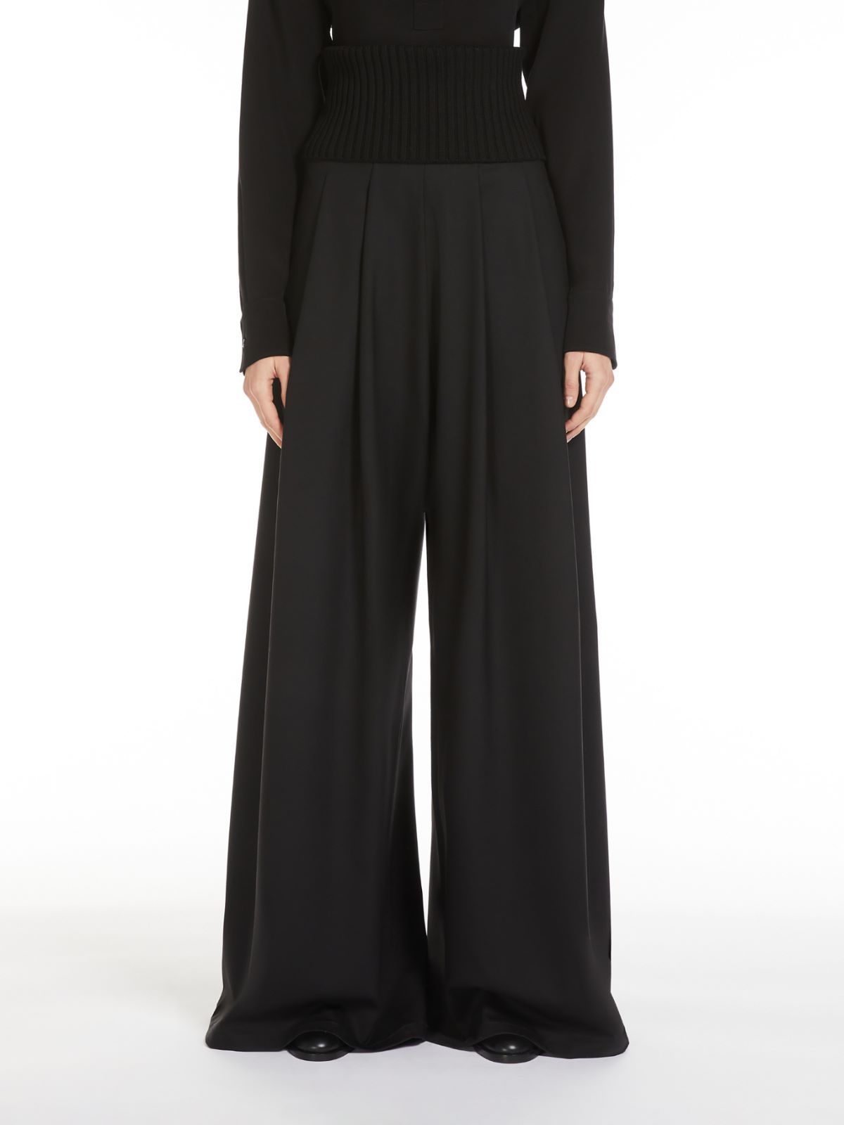 Max Mara Stretch Wool Pants In Black
